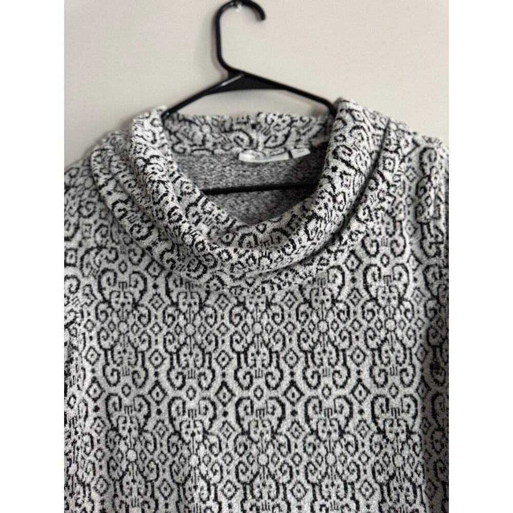 Croft & Barrow Eyelash Knit Cowl Neck Sweater - Medium - Grey & Black Pattern - Picture 4 of 16